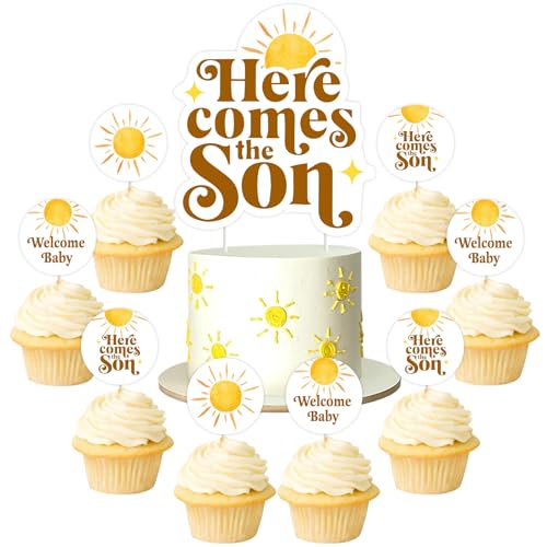 JOYMEMO 25 Pcs Here Comes The Son Baby Shower Cake Decorations, Retro Sun Cake Topper with Double-sided Printing Cupcake Toppers, Boho Sunshine Theme Baby Shower Party Supplies JOYMEMO 25 Pcs Here Comes The Son Baby Shower Cake Decorations, Retro Sun Cake Topper with Double-sided Printing Cupcake Toppers, Boho Sunshine Theme Baby Shower Party Supplies von JOYMEMO