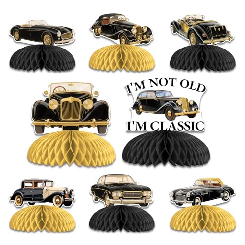 JOYMEMO 8 Stück Ich Bin Nicht Alt Ich Bin Klassik Waben Tischdekoration - Schwarz Gold Klassik Auto Geburtstag Ruhestand Parteien Deko, Vintage Auto Doppelseitige Tischtopper Partyzubehör JOYMEMO 8 Stück Ich Bin Nicht Alt Ich Bin Klassik Waben Tischdekoration - Schwarz Gold Klassik Auto Geburtstag Ruhestand Parteien Deko, Vintage Auto Doppelseitige Tischtopper Partyzubehör von JOYMEMO