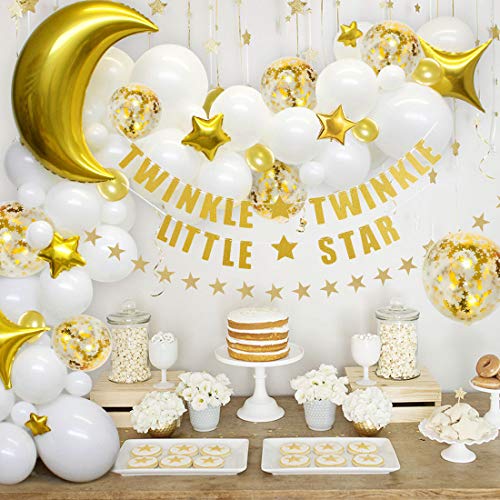 JOYMEMO Ballon Girlande Arch Kit Babyparty Geburtstagsfeier für Jungen oder Mädchen Geschlecht enthüllen-Twinkle Twinkle Little Star - 98er Pack Luftballons Mond- und Sterngirlande JOYMEMO Ballon Girlande Arch Kit Babyparty Geburtstagsfeier für Jungen oder Mädchen Geschlecht enthüllen-Twinkle Twinkle Little Star - 98er Pack Luftballons Mond- und Sterngirlande von JOYMEMO