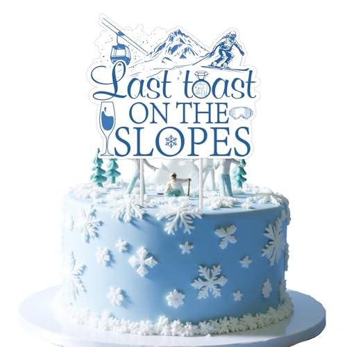 JOYMEMO Blue Last Toast On The Pistes Bachelorette Party Cake Topper - Ski Bridal Shower Decorations, Double Sided Skiing Table Toppers for Wedding Winter Snow Theme Party JOYMEMO Blue Last Toast On The Pistes Bachelorette Party Cake Topper - Ski Bridal Shower Decorations, Double Sided Skiing Table Toppers for Wedding Winter Snow Theme Party von JOYMEMO