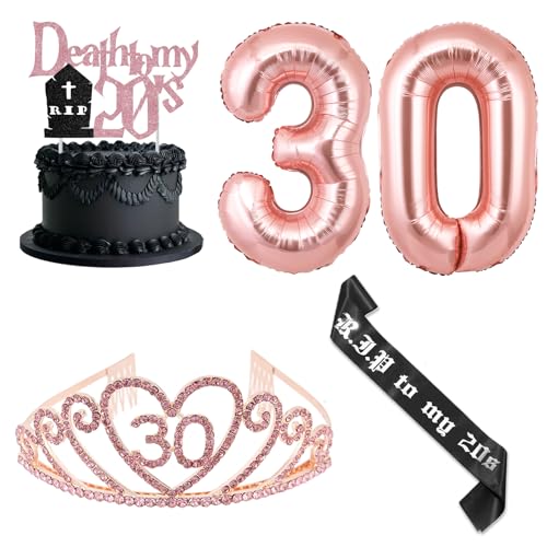 JOYMEMO 30 Geburtstag Dekoration Frau Rosegold Schwarz Gürtel Krone 30 Geburtstag Ballon für die 30 Geburtstag Beerdigungsparty JOYMEMO 30 Geburtstag Dekoration Frau Rosegold Schwarz Gürtel Krone 30 Geburtstag Ballon für die 30 Geburtstag Beerdigungsparty von JOYMEMO