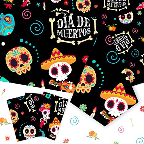 JOYMEMO Dia De Los Muertos Tischdecken Motiv: Tag der Toten, Zuckerschädel, mexikanische Party-Dekorationen, 3 Stück JOYMEMO Dia De Los Muertos Tischdecken Motiv: Tag der Toten, Zuckerschädel, mexikanische Party-Dekorationen, 3 Stück von JOYMEMO