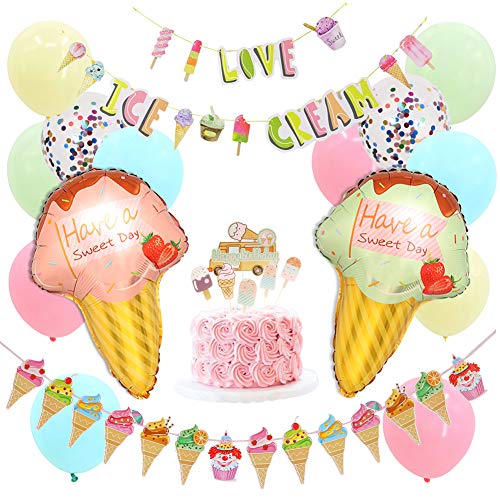 JOYMEMO EIS Party Dekorationen, Sommer EIS Cake Topper, EIS Kranz und Luftballons, Geburtstagsfeier, Baby-Dusche Lieferungen Sets von JOYMEMO