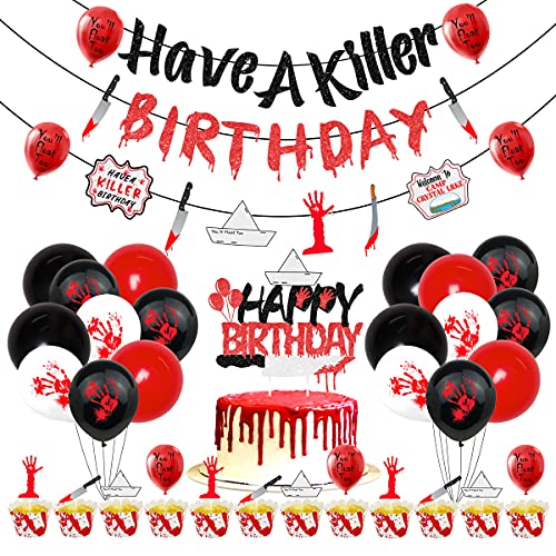 JOYMEMO Have A Killer Geburtstagsdekorationen, blutiges gruseliges Banner, Horror-Themen-Girlanden, Kuchendekoration, bedruckte Luftballons für Kinder und Erwachsene, Horror, Halloween, JOYMEMO Have A Killer Geburtstagsdekorationen, blutiges gruseliges Banner, Horror-Themen-Girlanden, Kuchendekoration, bedruckte Luftballons für Kinder und Erwachsene, Horror, Halloween, von JOYMEMO