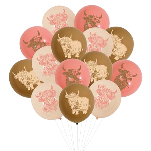 JOYMEMO Highland Cow Party Latex-Luftballons, 30,5 cm, Rosa, Braun, Beige, 45 Stück JOYMEMO Highland Cow Party Latex-Luftballons, 30,5 cm, Rosa, Braun, Beige, 45 Stück von JOYMEMO