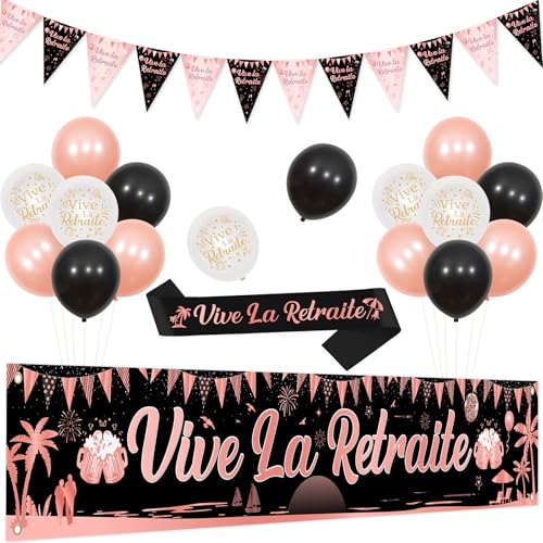 JOYMEMO Partydekorationen Vive La Rente , Französisch Ruhestand Banner Girlanden Luftballons und Schal für Frauen, Schwarz, Gold, Rosa, Ruhestand, Outdoor, Innenbereich, Garten, Dekoration JOYMEMO Partydekorationen Vive La Rente , Französisch Ruhestand Banner Girlanden Luftballons und Schal für Frauen, Schwarz, Gold, Rosa, Ruhestand, Outdoor, Innenbereich, Garten, Dekoration von JOYMEMO