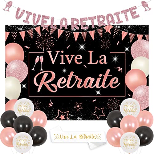 JOYMEMO Ruhestand Party Dekorationen für Frauen, Happy Retirement Ballons, Banner und Schärpe, Rose Gold Happy Retirement Hintergrund für Happy Retirement Supplies JOYMEMO Ruhestand Party Dekorationen für Frauen, Happy Retirement Ballons, Banner und Schärpe, Rose Gold Happy Retirement Hintergrund für Happy Retirement Supplies von JOYMEMO