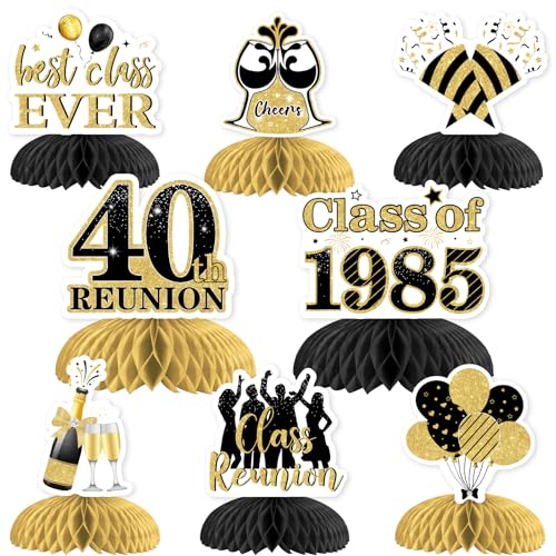 JOYMEMO Waben-Tafelaufsätze für 40-jährige Klassentreffen, Schwarz und Gold, 40. Schulklassentreffen, Tischdekoration, doppelseitig, für Klasse 1985 High School Reunion, Willkommens-Party JOYMEMO Waben-Tafelaufsätze für 40-jährige Klassentreffen, Schwarz und Gold, 40. Schulklassentreffen, Tischdekoration, doppelseitig, für Klasse 1985 High School Reunion, Willkommens-Party von JOYMEMO