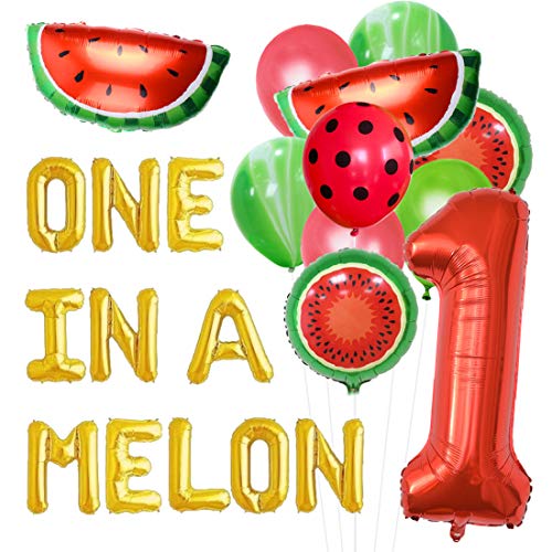 JOYMEMO Wassermelone ersten Geburtstag Partydekorationen, eine in Einer Melone Ballon-Sets, Ballons, Wassermelone Ballons 1. Geburtstag Supplies Sets von JOYMEMO