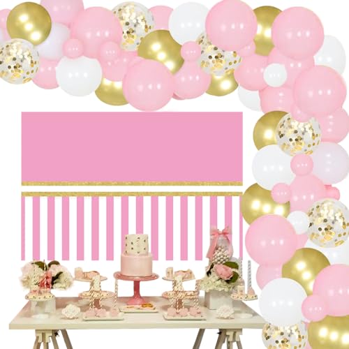 Partyzubehör für 2. Geburtstag mit Minnie-Maus-Motiv, Oh Twodles, Minnie-Hintergrund, pink-goldfarbene Ballon-Girlande und Bogen, Set für Mädchen zum zweiten Geburtstag von JOYMEMO