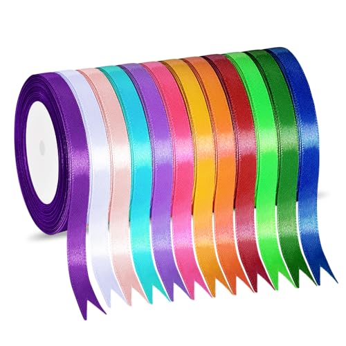 12 Farben Satinband, Schleifenband 10mm * 22m Geschenkband Dekoband Stoff Bänder, Seidenbänder Pastell zum Geschenkverpackung, Bastelarbeiten, Geburtstag und Hochzeitsdekoration 12 Farben Satinband, Schleifenband 10mm * 22m Geschenkband Dekoband Stoff Bänder, Seidenbänder Pastell zum Geschenkverpackung, Bastelarbeiten, Geburtstag und Hochzeitsdekoration von JOYSAL