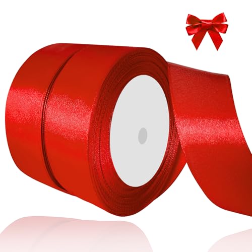 2 Stk Satinband Rot, 38mm X 22m Dekoration Geschenkband Breit Schleifenband Bänder, Stoffband für Hochzeit, Taufe und Geburtstag Geschenke 2 Stk Satinband Rot, 38mm X 22m Dekoration Geschenkband Breit Schleifenband Bänder, Stoffband für Hochzeit, Taufe und Geburtstag Geschenke von JOYSAL