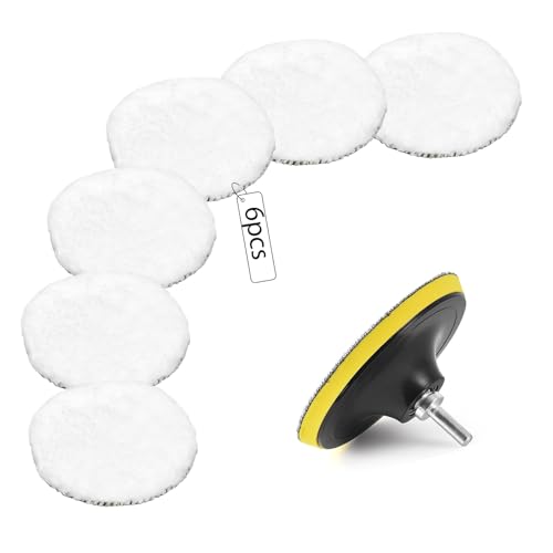 80mm Wolle Polierpads, 8tlg Polieraufsatz Akkuschrauber Set, Wolle Polierteller, Politur Wolle Set mit M10 Adapter Bohren für Auto Polierauto 80mm Wolle Polierpads, 8tlg Polieraufsatz Akkuschrauber Set, Wolle Polierteller, Politur Wolle Set mit M10 Adapter Bohren für Auto Polierauto von JOYSAL