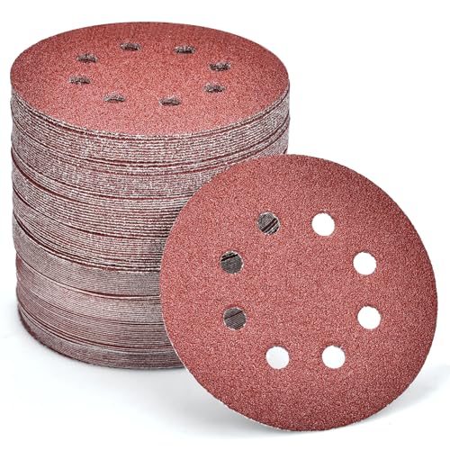 JOYSAL 104 Stück Schleifpapier 125mm Klett, 40/60/80/120/180/240/320/400/600 Körnung 8 Loch Schleifscheiben Set für Exzenterschleifer von JOYSAL