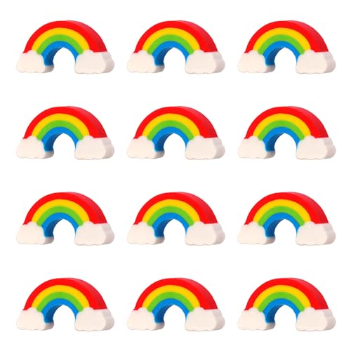 12 Stück Regenbogen Radiergummi,2B Radiergummi Kinder,Kinder Radierer Weich Radierer,Mini-Radiergummi,Weich Schule Radiergummi Set,Kinder Mitgebsel Geschenk Spielzeu für Schulen Skizzen Büro von JOYSKY