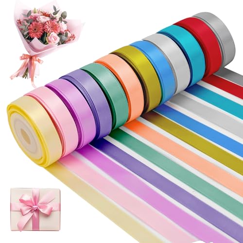 24 Rollen Seidenbänder Bunt 22m X 10mm 12 Farben Seidenband Geschenkband Satinband Satinbänder Bunt Perfekt für Hochzeitsdekoration, Geschenkverpackung, DIY Bastelarbeiten, Weihnachten, Ostern 24 Rollen Seidenbänder Bunt 22m X 10mm 12 Farben Seidenband Geschenkband Satinband Satinbänder Bunt Perfekt für Hochzeitsdekoration, Geschenkverpackung, DIY Bastelarbeiten, Weihnachten, Ostern von JOYSKY