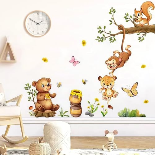 JOYSKY Wandtattoo Dschungel Bär Affe Eichhörnchen Wandtattoo Kinderzimmer PVC Wandsticker Kinderzimmer Wanddeko Babyzimmer für Jungen Mädchen Babyzimmer Schlafzimmer Wanddeko JOYSKY Wandtattoo Dschungel Bär Affe Eichhörnchen Wandtattoo Kinderzimmer PVC Wandsticker Kinderzimmer Wanddeko Babyzimmer für Jungen Mädchen Babyzimmer Schlafzimmer Wanddeko von JOYSKY