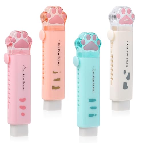 Kawaii Radiergummis Einziehbare 4 Stück Radiergummi Niedlichen Katzenpfoten 2B Kinder Radiergummi Radierer Schule für Schulen und Büros Malerei Radiergummi,Sachen für Mädchen Radiergummi Mit Duft von JOYSKY