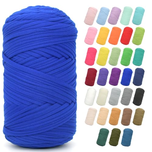 400 g T-Shirt-Garn zum Häkeln, königsblaues T-Shirt, grob, elastischer Stoff, dickes T-Shirt-Häkelgarn für Anfänger, Häkeln, Handstricken, Tasche/Korb/Untersetzer/Basteln/Heimdekoration 400 g T-Shirt-Garn zum Häkeln, königsblaues T-Shirt, grob, elastischer Stoff, dickes T-Shirt-Häkelgarn für Anfänger, Häkeln, Handstricken, Tasche/Korb/Untersetzer/Basteln/Heimdekoration von JOYTAG