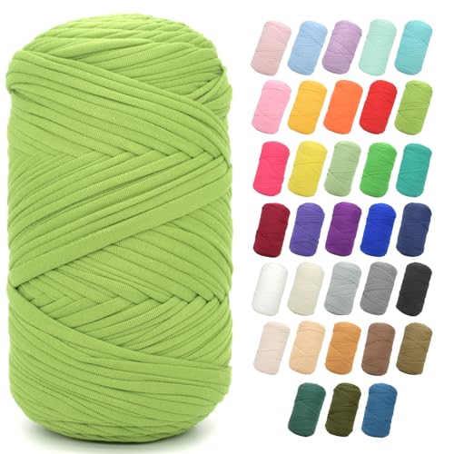 T-Shirt-Garn zum Häkeln, 400 g, Apfelgrün, T-Shirt, grob, elastischer Stoff, dickes T-Shirt-Häkelgarn für Anfänger, Häkeln, Handstricken, Tasche/Korb/Untersetzer/Basteln/Heimdekoration T-Shirt-Garn zum Häkeln, 400 g, Apfelgrün, T-Shirt, grob, elastischer Stoff, dickes T-Shirt-Häkelgarn für Anfänger, Häkeln, Handstricken, Tasche/Korb/Untersetzer/Basteln/Heimdekoration von JOYTAG