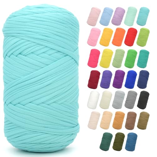 T-Shirt-Garn zum Häkeln, 400 g, Aquablau, dicker Stoff, dickes T-Shirt-Häkelgarn für Anfänger, Häkeln, Handstricken, Tasche/Korb/Untersetzer/Basteln/Heimdekoration T-Shirt-Garn zum Häkeln, 400 g, Aquablau, dicker Stoff, dickes T-Shirt-Häkelgarn für Anfänger, Häkeln, Handstricken, Tasche/Korb/Untersetzer/Basteln/Heimdekoration von JOYTAG