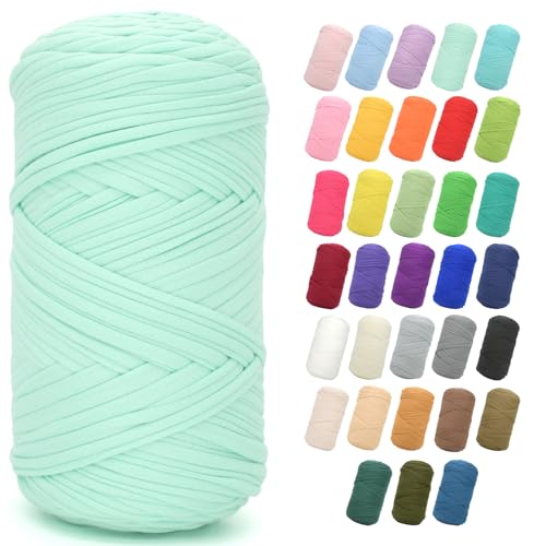 T-Shirt-Garn zum Häkeln, 400 g, Mintgrün, T-Shirt, grob, elastischer Stoff, dickes T-Shirt-Häkelgarn für Anfänger, Häkeln, Handstricken, Tasche/Korb/Untersetzer/Basteln/Heimdekoration T-Shirt-Garn zum Häkeln, 400 g, Mintgrün, T-Shirt, grob, elastischer Stoff, dickes T-Shirt-Häkelgarn für Anfänger, Häkeln, Handstricken, Tasche/Korb/Untersetzer/Basteln/Heimdekoration von JOYTAG