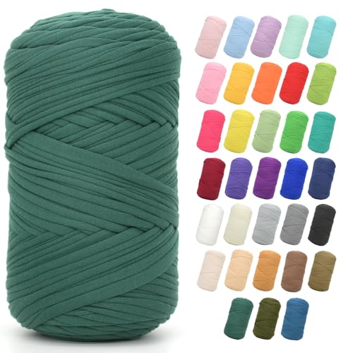 T-Shirt-Garn zum Häkeln, 400 g, dunkelgrünes T-Shirt, grob, elastischer Stoff, dickes T-Shirt-Häkelgarn für Anfänger, Häkeln, Handstricken, Tasche/Korb/Untersetzer/Basteln/Heimdekoration T-Shirt-Garn zum Häkeln, 400 g, dunkelgrünes T-Shirt, grob, elastischer Stoff, dickes T-Shirt-Häkelgarn für Anfänger, Häkeln, Handstricken, Tasche/Korb/Untersetzer/Basteln/Heimdekoration von JOYTAG