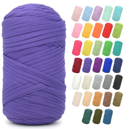 T-Shirt-Garn zum Häkeln, 400 g, dunkelviolett, dick, T-Shirt-Häkelgarn für Anfänger, Häkeln, Handstricken, Tasche/Korb/Untersetzer/Basteln/Heimdekoration von JOYTAG