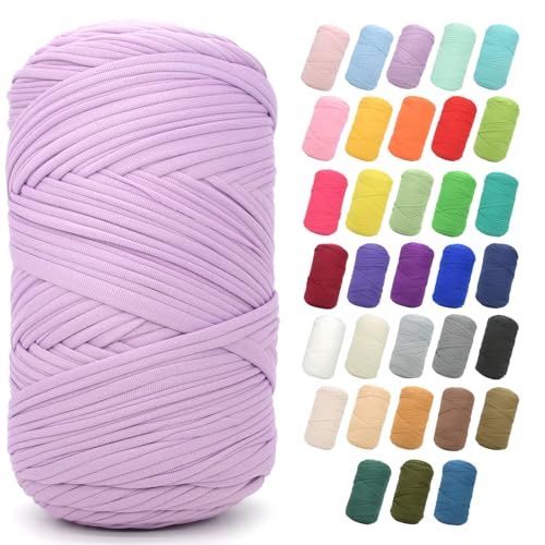T-Shirt-Garn zum Häkeln, 400 g, hellviolett, dick, T-Shirt-Häkelgarn für Anfänger, Häkeln, Handstricken, Tasche/Korb/Untersetzer/Basteln/Heimdekoration T-Shirt-Garn zum Häkeln, 400 g, hellviolett, dick, T-Shirt-Häkelgarn für Anfänger, Häkeln, Handstricken, Tasche/Korb/Untersetzer/Basteln/Heimdekoration von JOYTAG