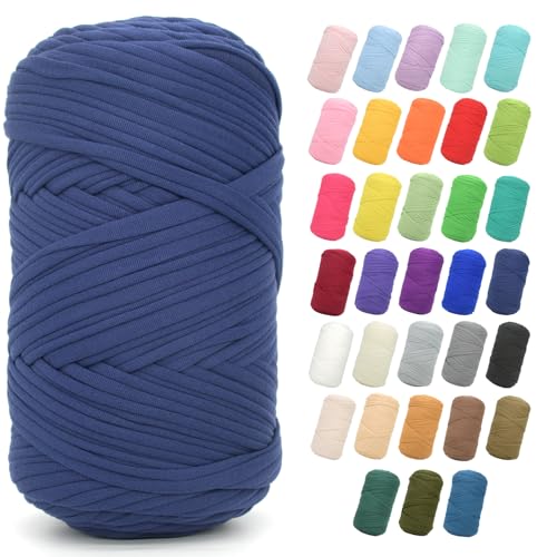 T-Shirt-Garn zum Häkeln, 400 g, marineblau, T-Shirt, grob, elastischer Stoff, dickes T-Shirt-Häkelgarn für Anfänger, Häkeln, Handstricken, Tasche/Korb/Untersetzer/Basteln/Heimdekoration T-Shirt-Garn zum Häkeln, 400 g, marineblau, T-Shirt, grob, elastischer Stoff, dickes T-Shirt-Häkelgarn für Anfänger, Häkeln, Handstricken, Tasche/Korb/Untersetzer/Basteln/Heimdekoration von JOYTAG