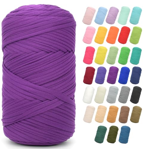 T-Shirt-Garn zum Häkeln, 400 g, violett, für T-Shirts, dicker Stoff, dickes T-Shirt-Häkelgarn für Anfänger, Häkeln, Handstricken, Tasche/Korb/Untersetzer/Basteln/Heimdekoration T-Shirt-Garn zum Häkeln, 400 g, violett, für T-Shirts, dicker Stoff, dickes T-Shirt-Häkelgarn für Anfänger, Häkeln, Handstricken, Tasche/Korb/Untersetzer/Basteln/Heimdekoration von JOYTAG