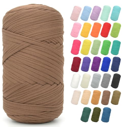 T-Shirt-Garn zum Häkeln, 4400 g, Kaffeebraun für T-Shirt, grob, elastischer Stoff, dickes T-Shirt-Häkelgarn für Anfänger, Häkeln, Handstricken, Tasche/Korb/Untersetzer/Basteln/Heimdekoration T-Shirt-Garn zum Häkeln, 4400 g, Kaffeebraun für T-Shirt, grob, elastischer Stoff, dickes T-Shirt-Häkelgarn für Anfänger, Häkeln, Handstricken, Tasche/Korb/Untersetzer/Basteln/Heimdekoration von JOYTAG