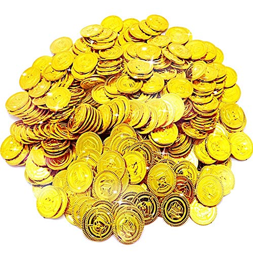 JOYUE 150 Stücke Goldmünzen Kinderspielzeug Piratenparty Dekoration Goldmünzen Piratenschatz für Schatzsuche von JOYUE