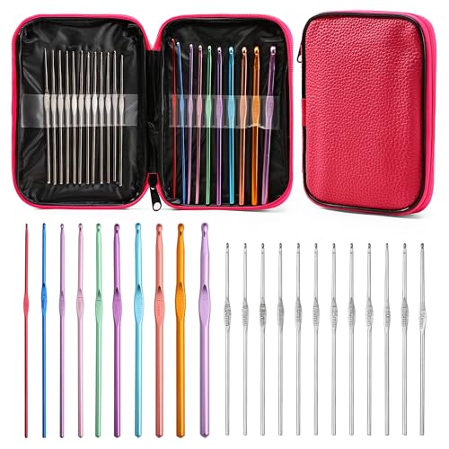 Häkelnadeln Set mit rotem Aufbewahrungsetui, 22 Stück Häkelnadeln Set ergonomische Stricknadeln Stumpfe Nadeln DIY Hand Knitting Craft Art Tools für Anfänger Häkelnadeln Set mit rotem Aufbewahrungsetui, 22 Stück Häkelnadeln Set ergonomische Stricknadeln Stumpfe Nadeln DIY Hand Knitting Craft Art Tools für Anfänger von JOZEA