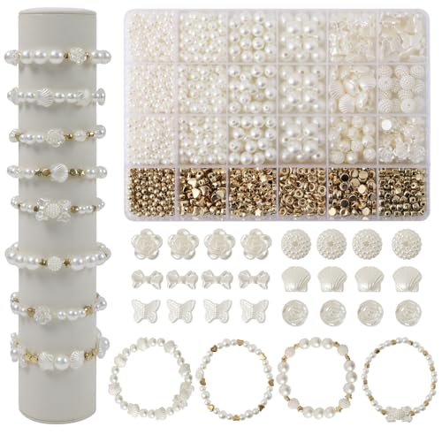 980 stück Perlen für Armbänder diy set Erwachsene weiße freundschaftsarmbänder selber machen,perlen zum auffädeln armbänder selber machen kinder Benutzt für Weihnachten, Partys (Color B) von JOZEA