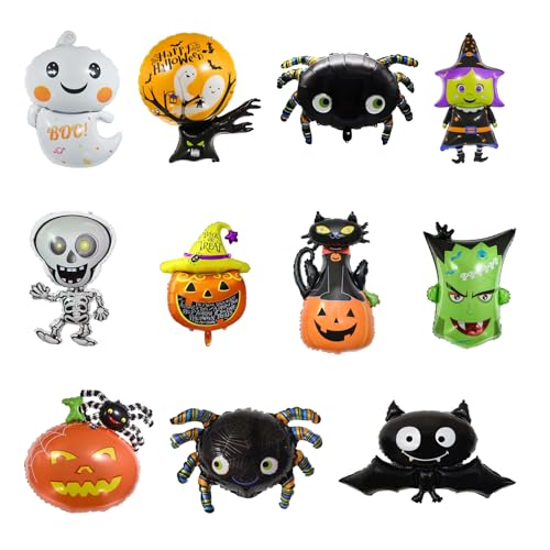 Helium Folienballons Halloween 11 Arten Luftballons Geburtstagsdeko Fledermaus Spinnenluftballon Geeignet für die Dekoration von Weihnachtsfeiern von JOZMMZEOOA