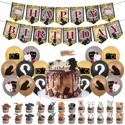 JOZMMZEOOA 42 Stücke Detektiv Geburtstag Deko,Detektiv Party Krimidinner Deko Kindergeburtstag Party Zubehör mit Banner Kuchen Topper Cupcake Toppers Ballons,für DetectiveParty Mystery Deko JOZMMZEOOA 42 Stücke Detektiv Geburtstag Deko,Detektiv Party Krimidinner Deko Kindergeburtstag Party Zubehör mit Banner Kuchen Topper Cupcake Toppers Ballons,für DetectiveParty Mystery Deko von JOZMMZEOOA
