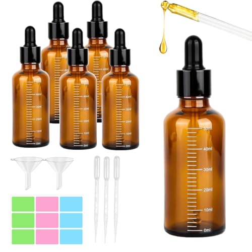 JOZMMZEOOA 6 Stücke Pipettenflasche,50 ML Braunglas Apothekerflasche Anti-UV Tropfflasche Quetschflasche Pipettenflasche mit Skala,für Ätherische Öle Parfümöle Flüssigfarbstoffen Aromatherapie JOZMMZEOOA 6 Stücke Pipettenflasche,50 ML Braunglas Apothekerflasche Anti-UV Tropfflasche Quetschflasche Pipettenflasche mit Skala,für Ätherische Öle Parfümöle Flüssigfarbstoffen Aromatherapie von JOZMMZEOOA