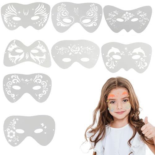JOZMMZEOOA 8 Stück Augen Tattoo Schablonen,Schablonen Kinderschminken Gesichtsbemalung Schablonen Wiederverwendbare Face Painting Schablonen Face Paint Schablonen Gesichtsfarben Schablonen Malschablon von JOZMMZEOOA
