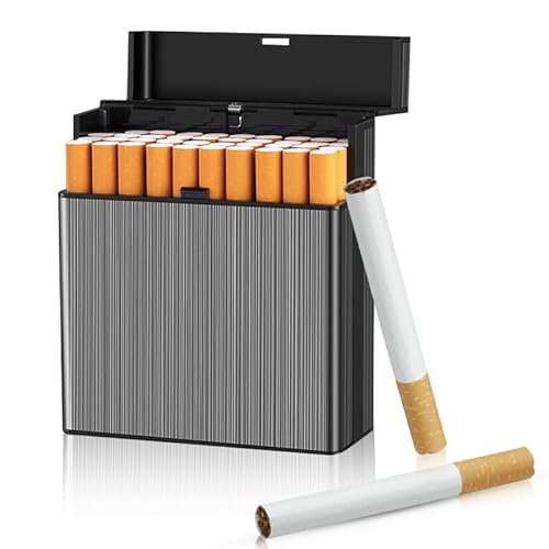 JOZMMZEOOA Zigarettenetui,Elegante Metall Zigarettenbox für 40 Zigaretten Aluminium ABS Kunststoff Zigarettenschachtel Verwenden Magnetverschluss Zigarettenbox,für Hosentaschen Hemdtaschen (Schwarz) von JOZMMZEOOA