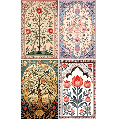 JOZYSH 4er-Pack Kreuzstich-Sets mit Blumenprägung (11CT) – Nadelstich-Sets für Anfänger und Erwachsene, Muster, Kreuzstich-Maße, Sticksets, Kunsthandwerk, Heimdekoration,16x24 Inch von JOZYSH