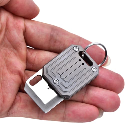 JPCRMOV Klappmesser Mini Taschenmesser Titanlegierung Grau, Zweihandmesser EDC Outdoor klein Messer Schlüsselanhänger - CNC Technik Gürtel-Clip - Quadratische Form - Klingenlänge 1.7/2.2cm JPCRMOV Klappmesser Mini Taschenmesser Titanlegierung Grau, Zweihandmesser EDC Outdoor klein Messer Schlüsselanhänger - CNC Technik Gürtel-Clip - Quadratische Form - Klingenlänge 1.7/2.2cm von JPCRMOV