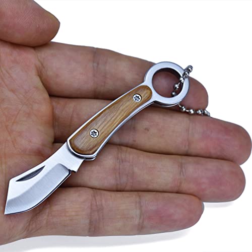 JPCRMOV Mini Klappmesser Messer Taschenmesser mit Schlüsselanhänger, klein Survival Messer Outdoor Camping Knife EDC (Gelb) von JPCRMOV