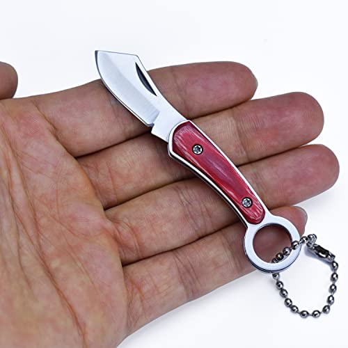 JPCRMOV Mini Klappmesser Messer Taschenmesser mit Schlüsselanhänger, klein Survival Messer Outdoor Camping Knife EDC (Rot) von JPCRMOV