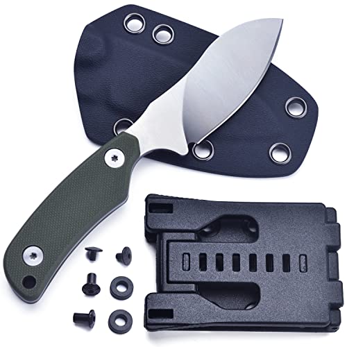 JPCRMOV klein Messer Outdoor Feststehend, Gürtelmesser mit Kydex Scheide Horizontal&Vertikal Einstellbar, Jagdmesser Messer Full Tang für Camping Survival von JPCRMOV