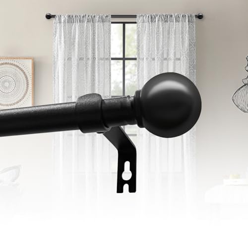 Gardinenstangen für Fenster, 76,2–116,8 cm, dekorative Gardinenstangen-Set, mattschwarz, Spleißen, einzelne Fenster-Gardinenstange mit Halterungen für Schlafzimmer, Mattschwarz, 61 - 203 cm Gardinenstangen für Fenster, 76,2–116,8 cm, dekorative Gardinenstangen-Set, mattschwarz, Spleißen, einzelne Fenster-Gardinenstange mit Halterungen für Schlafzimmer, Mattschwarz, 61 - 203 cm von JPM