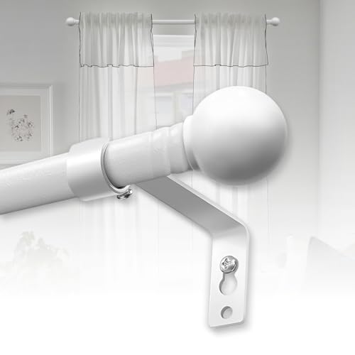 Gardinenstangen für Fenster, 76,2–116,8 cm, dekorative Gardinenstangen-Set, mattschwarz, Spleißen, einzelne Fenster-Gardinenstange mit Halterungen für Schlafzimmer (mattweiß, 61 - 150 cm) von JPM