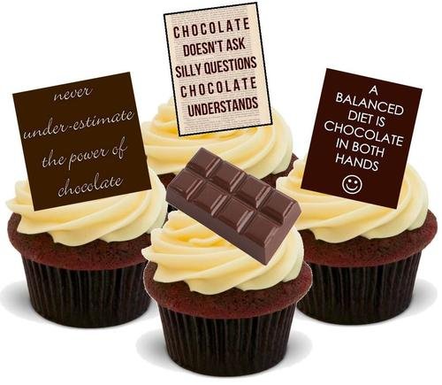 Essbare Kuchendekoration mit Schokoladen-Zitaten, Mix A, 12 Stück Essbare Kuchendekoration mit Schokoladen-Zitaten, Mix A, 12 Stück von JPS