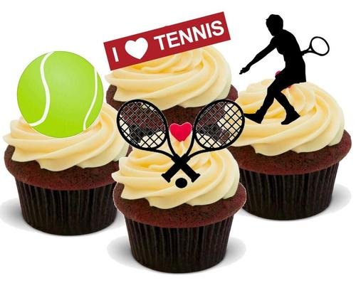 JPS Tennis Mix Damen – 12 essbare Kuchendekoration – Tennis Mix Female – 12 Edible Stand Up Premium Wafer Cake Toppers von JPS