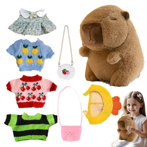 Capibara Plüschtier mit Kleidung, Capibara-Plüschtier | Niedliche Winter-Kapbara-Puppe mit Kopfbedeckung, Plüschkleidung, weiche und entzückende Cartoon-Plüschtiere für und Rag Capibara Plüschtier mit Kleidung, Capibara-Plüschtier | Niedliche Winter-Kapbara-Puppe mit Kopfbedeckung, Plüschkleidung, weiche und entzückende Cartoon-Plüschtiere für und Rag von JPSDOWS